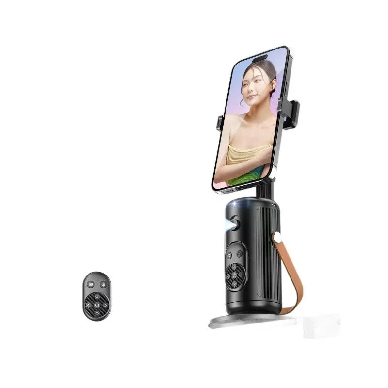 Smart AI face recognition selfie holder with 360 degree rotation and Bluetooth remote control for mobile live streaming