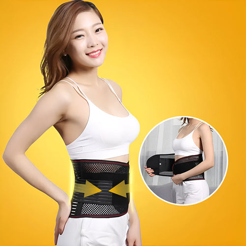 Black sports waist support belt with steel plate reinforcement for lumbar protection