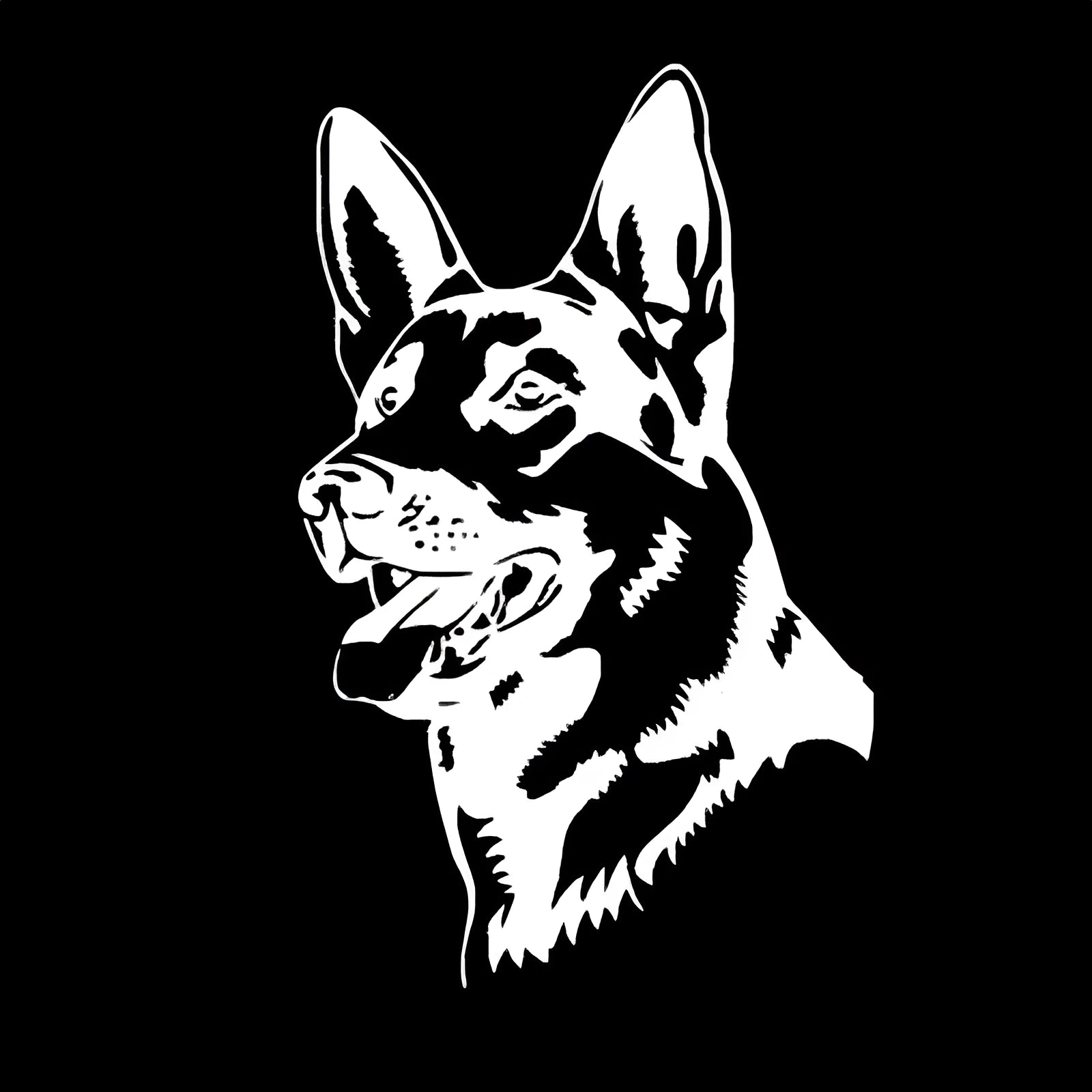Reflective Alsace Shepherd dog vinyl car bumper sticker in 13x8 cm size.