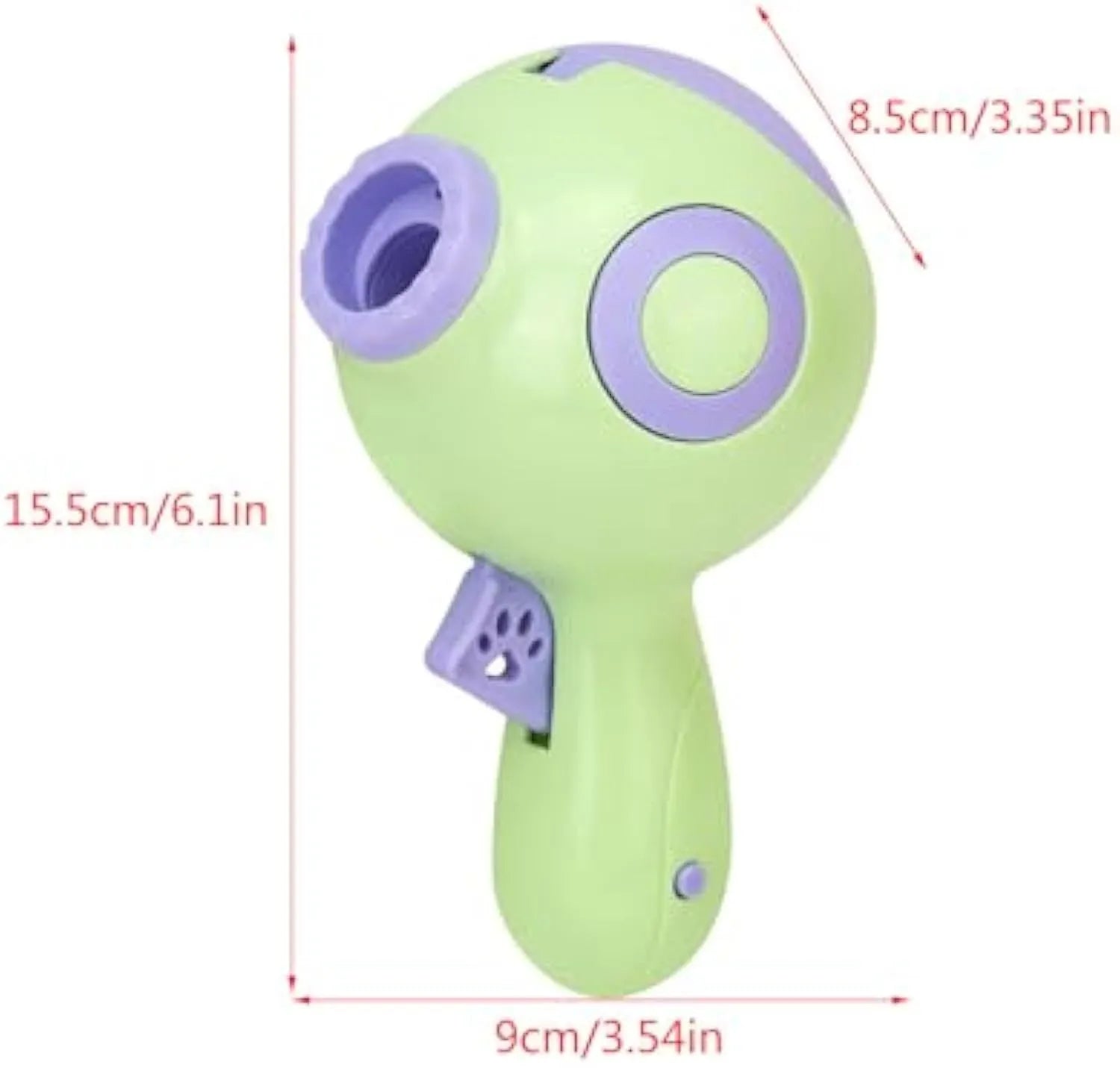 Green dog treat launcher toy for interactive pet play and remote feeding