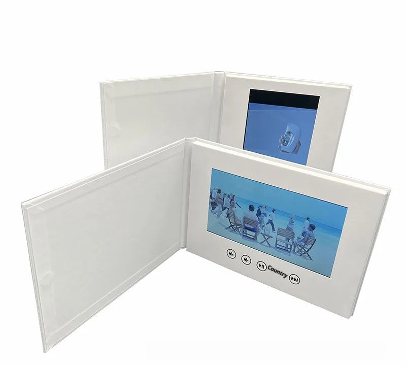 Japanese style blank white hardcover greeting card video book with coated paper and four-colour printing