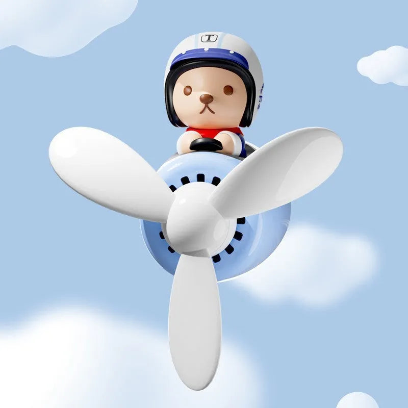 Teddy bear blue car aromatherapy vent clip ornament with plastic perfume holder