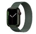 Stainless steel watch strap in silver, black, gold, and rose gold colours for 38mm and 42mm smartwatches.