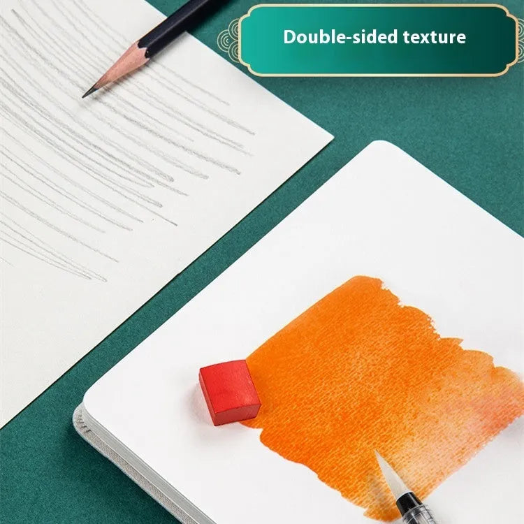 Feiluniao handmade fabric watercolour notebook with cotton paper, 185mm long, shown in a cover design option.