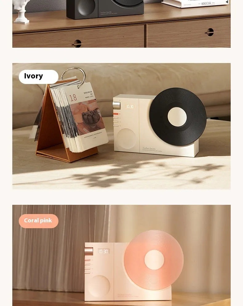 Mini portable Bluetooth speaker in Coral Pink colour with USB charging port.