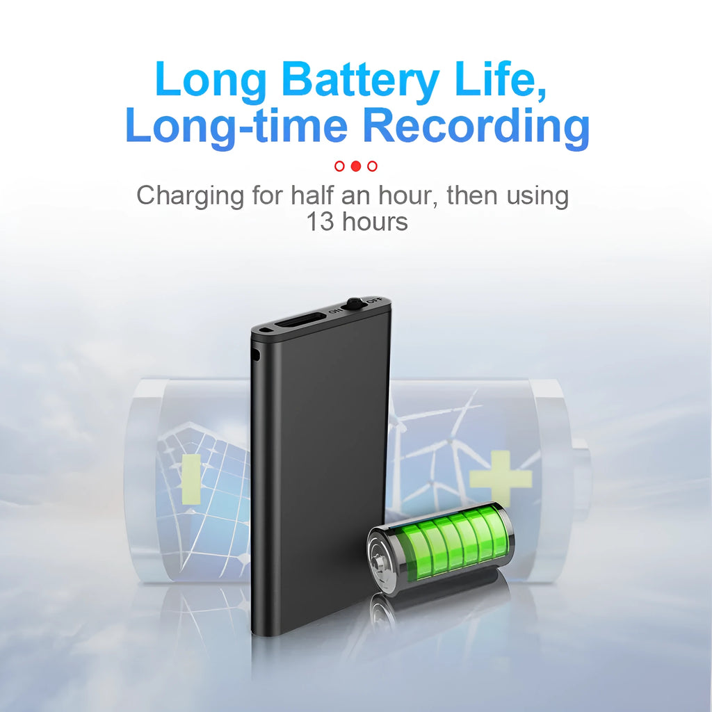 Aluminium alloy encryption recording pen with voice control and HD noise reduction.