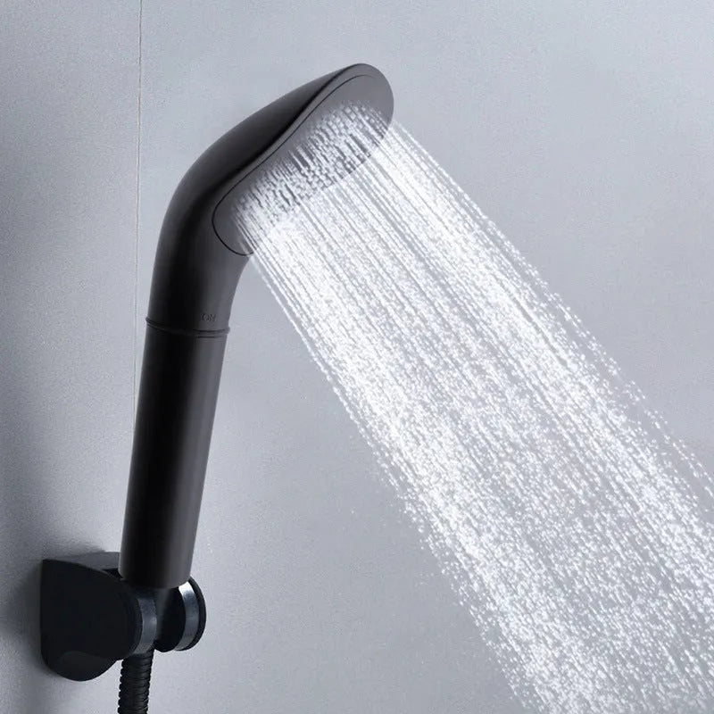 Water saving filter shower head with rainfall function, plastic body, black or white filter model, and 1.5m stainless steel hose option