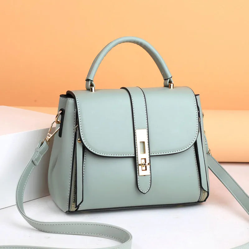 Women's soft PU leather messenger bag in square vertical design with shoulder strap