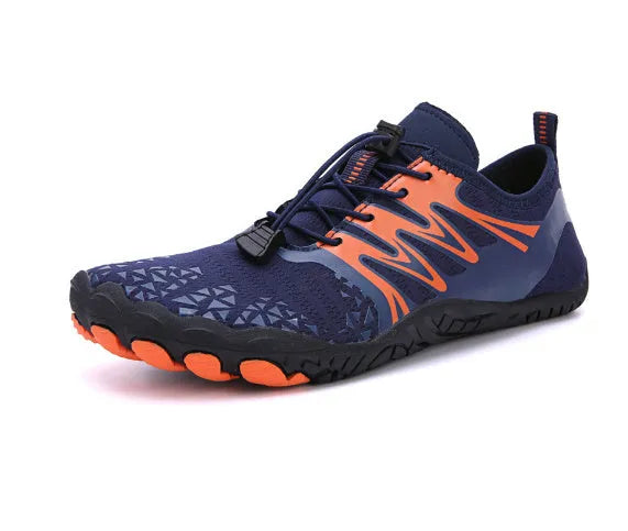Pair of white lace-up casual sports shoes with a breathable lining and rubber sole.