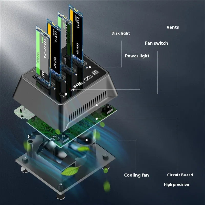 Aluminium M2 SSD enclosure for 90×78×34mm drives in European standard colour