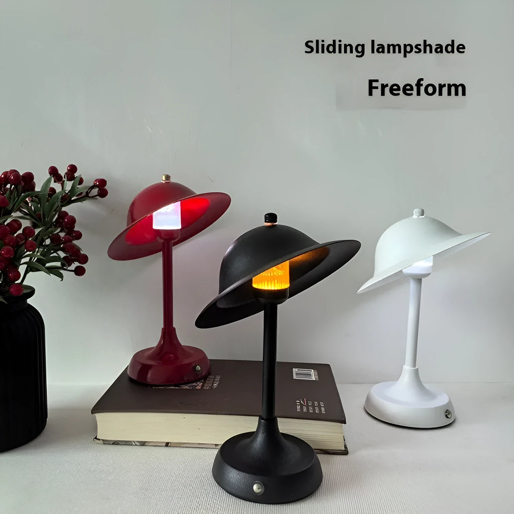 Creative sliding variety of shapes USB table lamp in black and white options 150x230mm