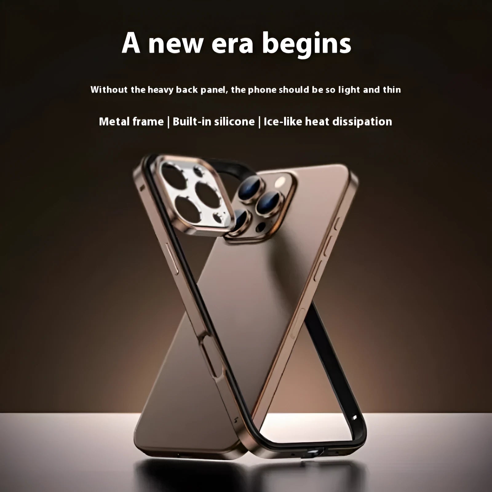 Hollow-out metal phone case for iPhone 15 Pro Max with lens film in black