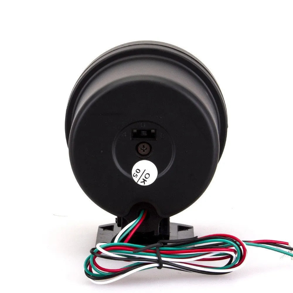 Black automotive tachometer with blue light pointer display for engine RPM measurement