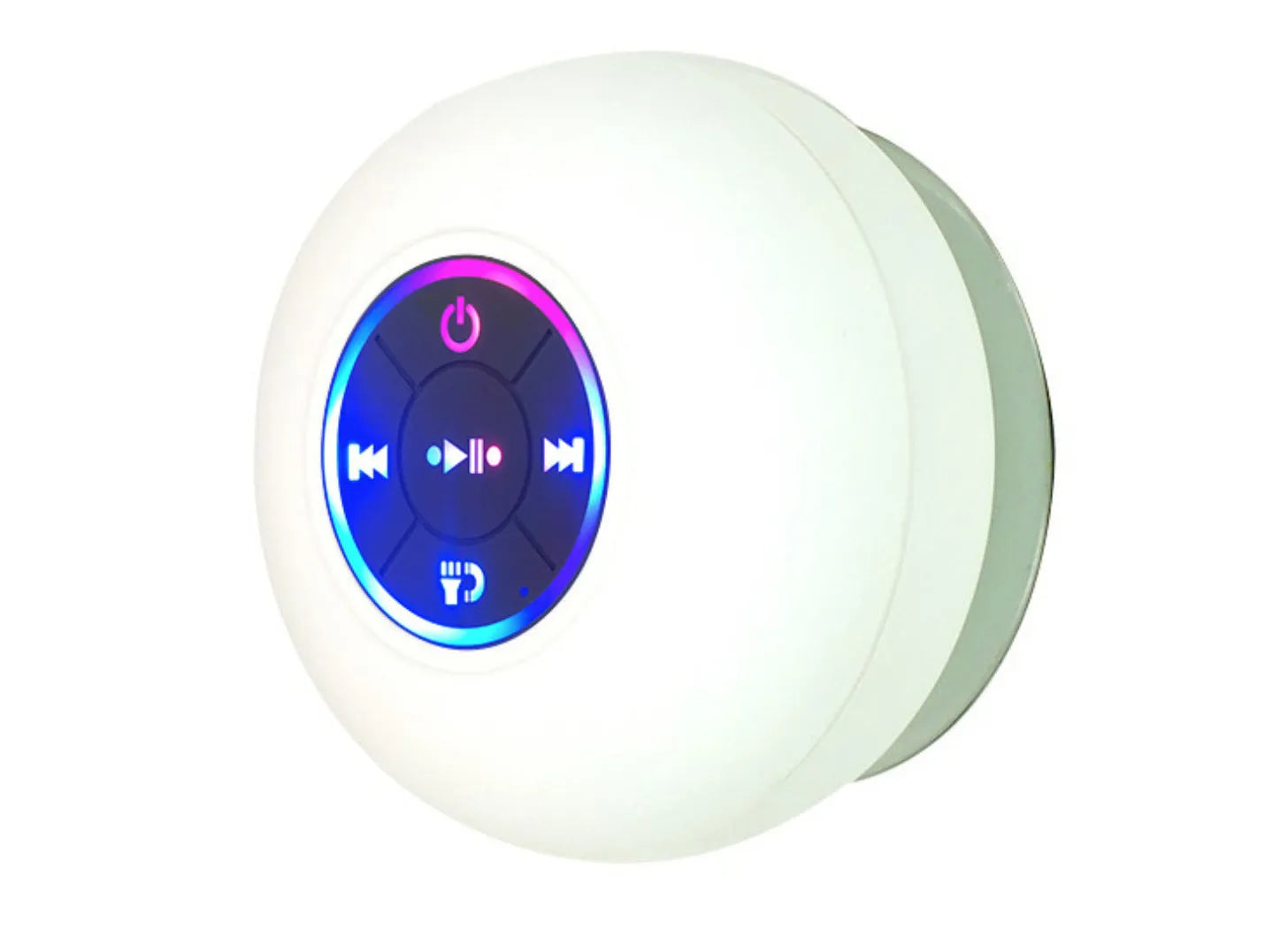 Large suction cup waterproof Bluetooth audio system with LED light in six colour choices