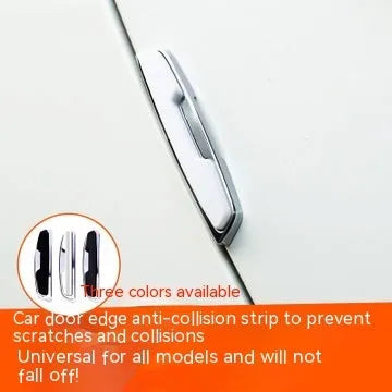 Four black plastic silicone car door bumper strips, each measuring 9.5 by 2 centimetres.