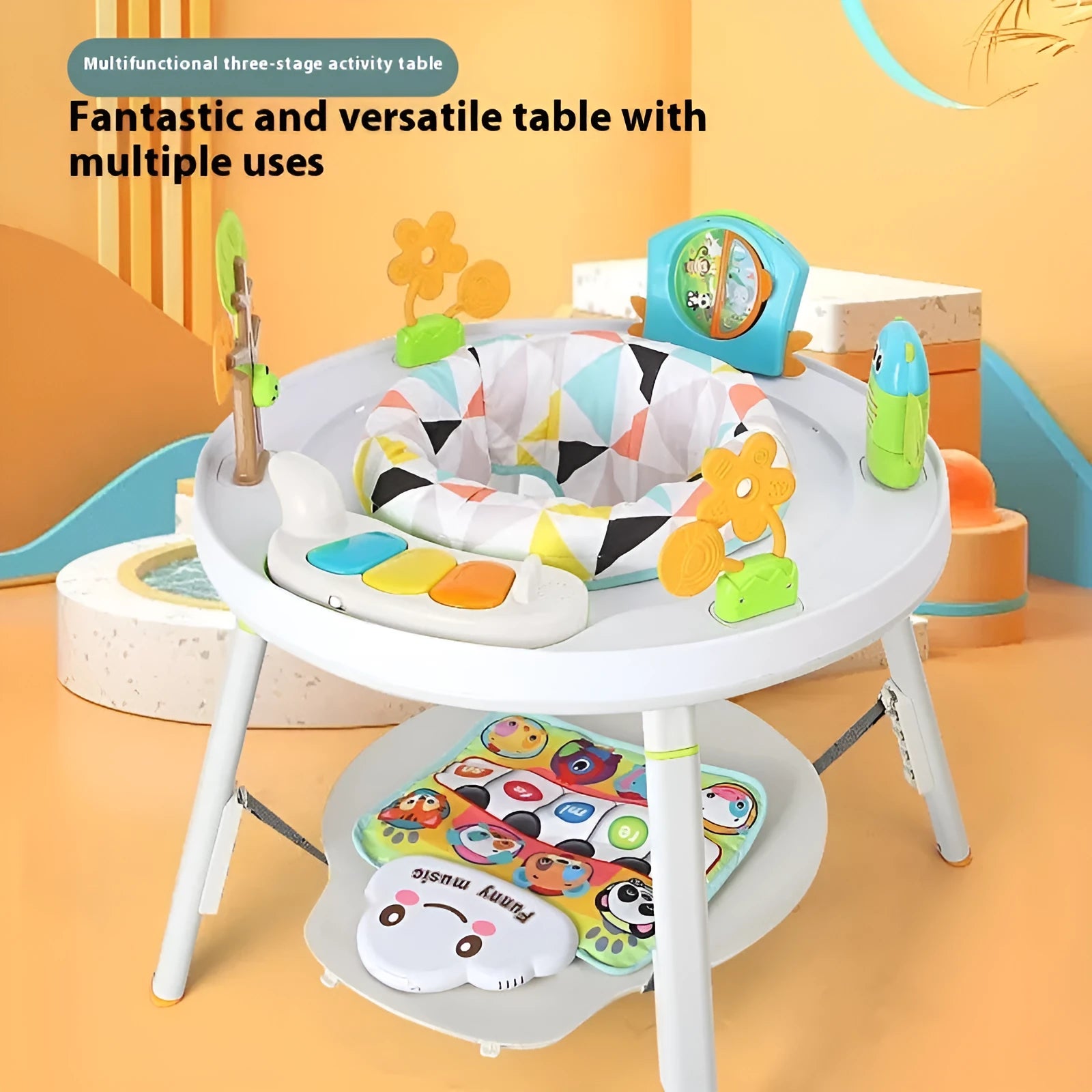 Baby jumping chair with three-in-one function in duck design with optional music cushion