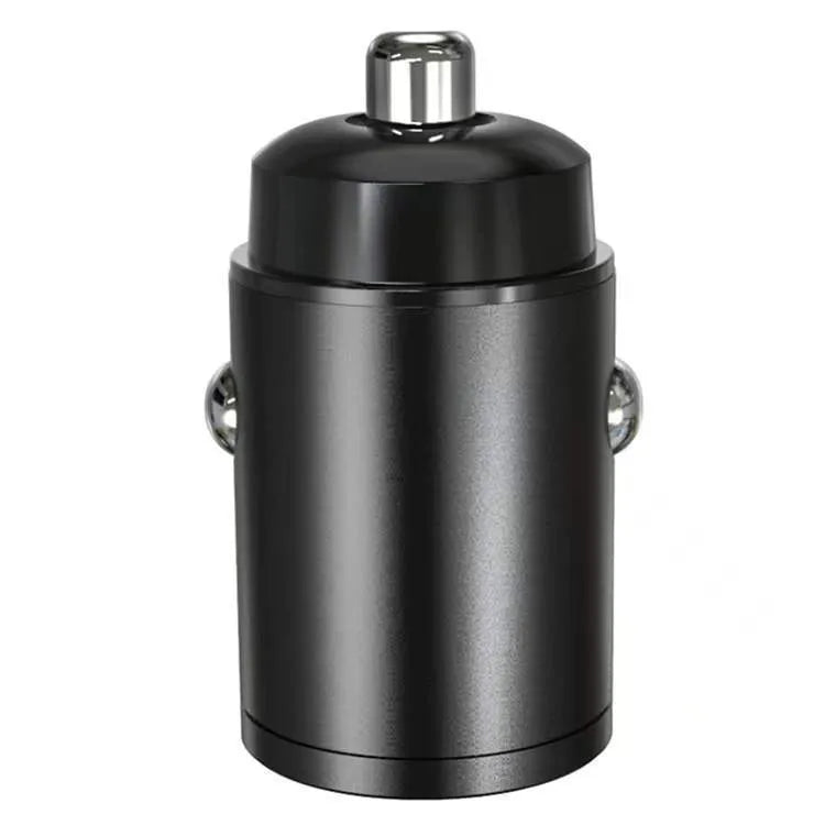 Black mini 30W car cigarette lighter charger with USB-C port for PD and QC fast charging
