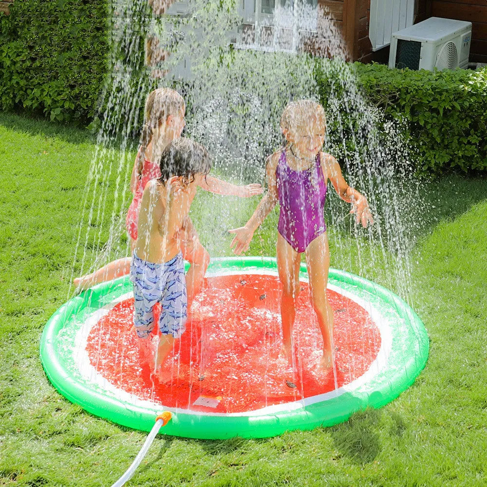 Children's water spray mat, approximately 170 × 170cm, environmentally friendly PVC, watermelon, strawberry or donut print