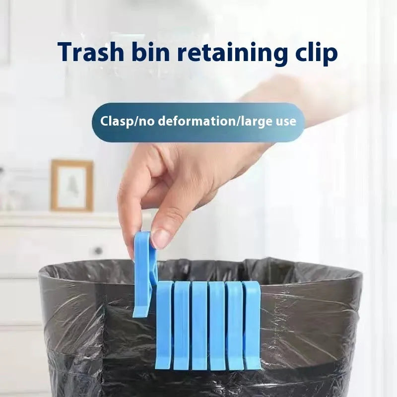 PP plastic non-slip clip for securing a rubbish bag to the side of a bin.