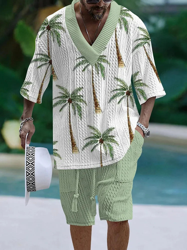 Loose casual short sleeve suit with matching shorts in various colour options