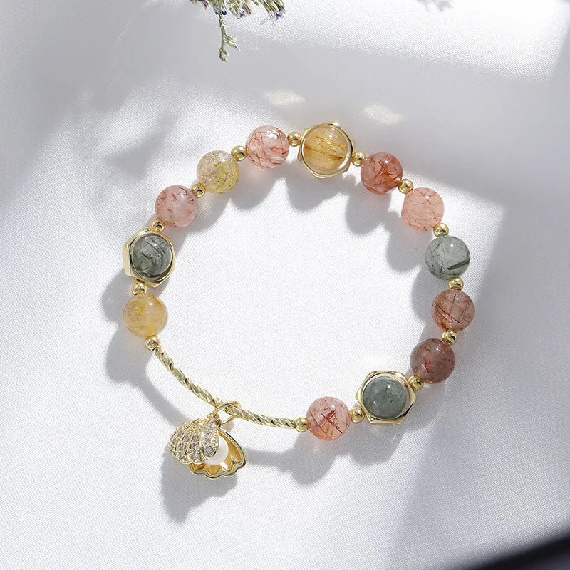 Natural colourful hair crystal bracelet for women, cartoon animal style, electroplated finish