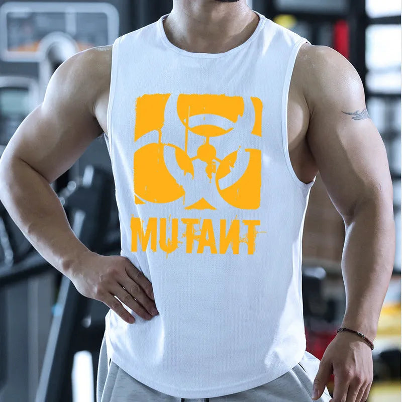 Loose fit sleeveless polyester training vest for gym workouts, shown in a colour option.