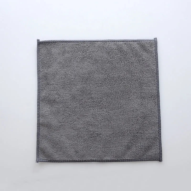 Grey square microfiber kitchen cleaning cloth measuring 25cm by 25cm.