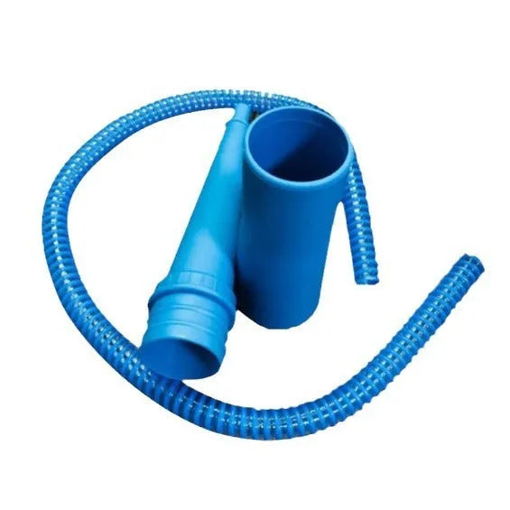 Blue plastic suction pipe cleaner with round head for washing machine maintenance