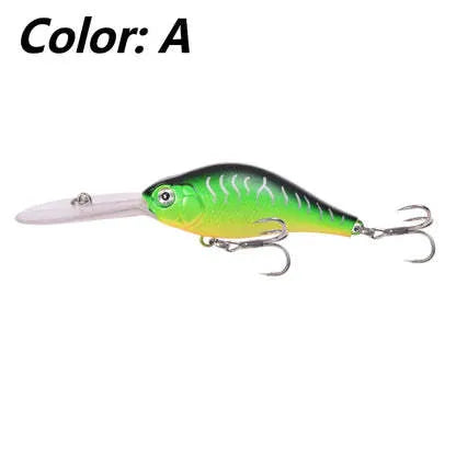 Little Fat Man deep diving minnow fishing lure with long lip, showing colour options.