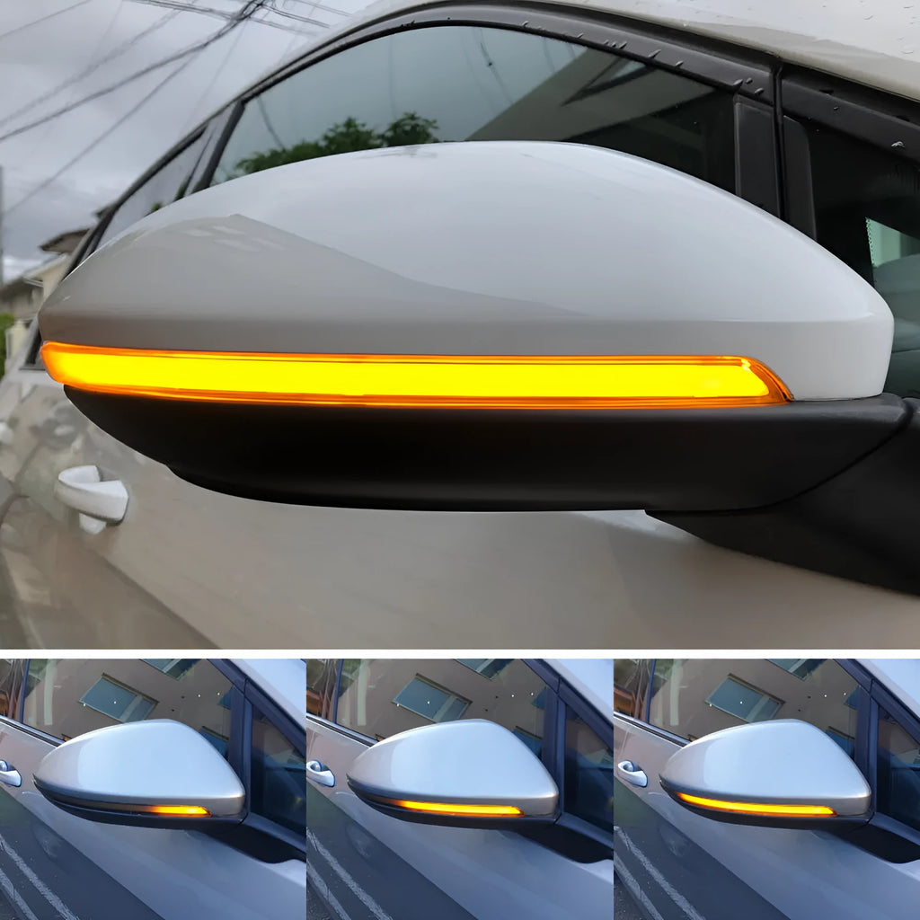 Car reversing mirror turn light LED for Volkswagen MK7 GTI R GTD with dynamic blue scanning and amber indicator, pair