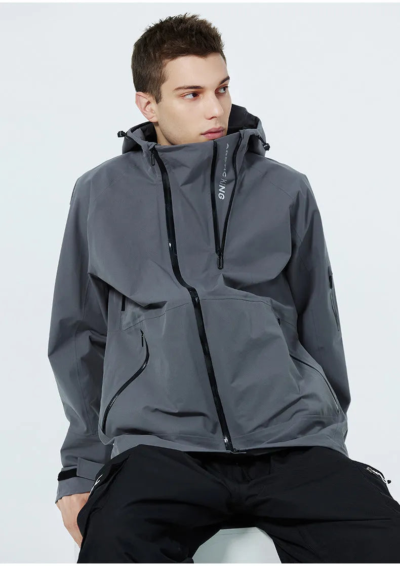 Unisex windproof waterproof ski suit for winter sports in yellow black grey colours