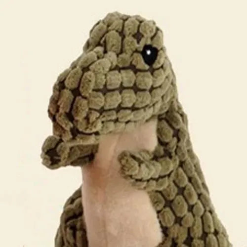Dog toy with sound element in grey, green, or orange colours for boredom relief and chewing resistance