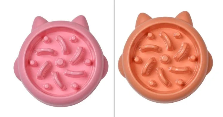 Green PP slow feeder bowl with bone-shaped pattern for dogs and cats