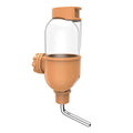 Blue small animal water bottle with rotatable nozzle shown mounted on a cage bar