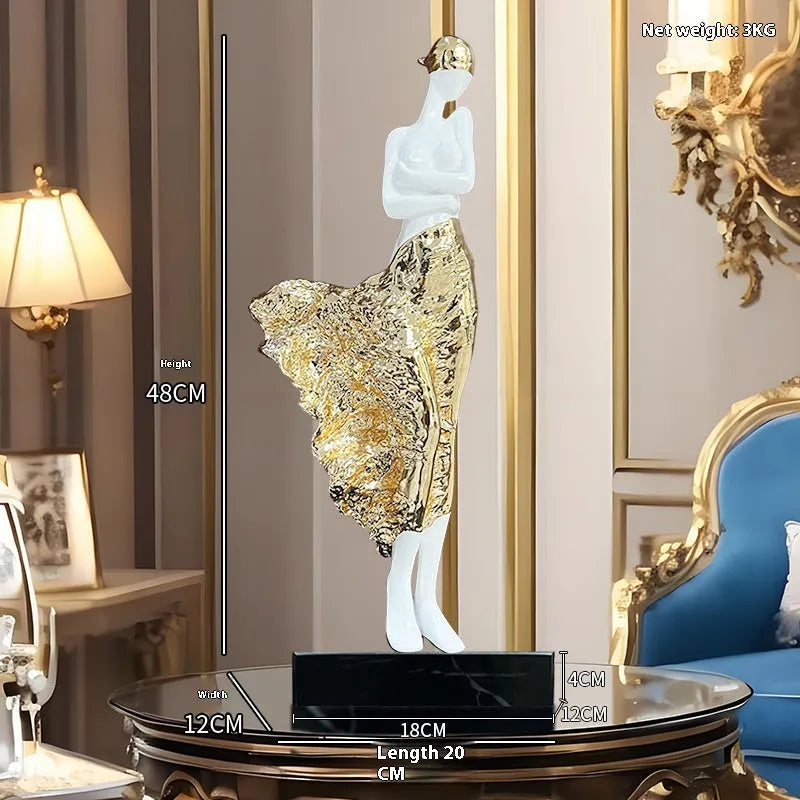 48cm sculptured beauty character ornament in rose gold or silver finish