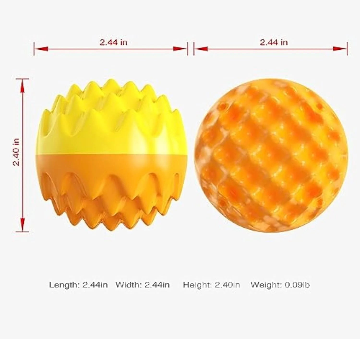 Blue and orange squeaky dog ball toy with spiky dental cleaning surface for aggressive chewers