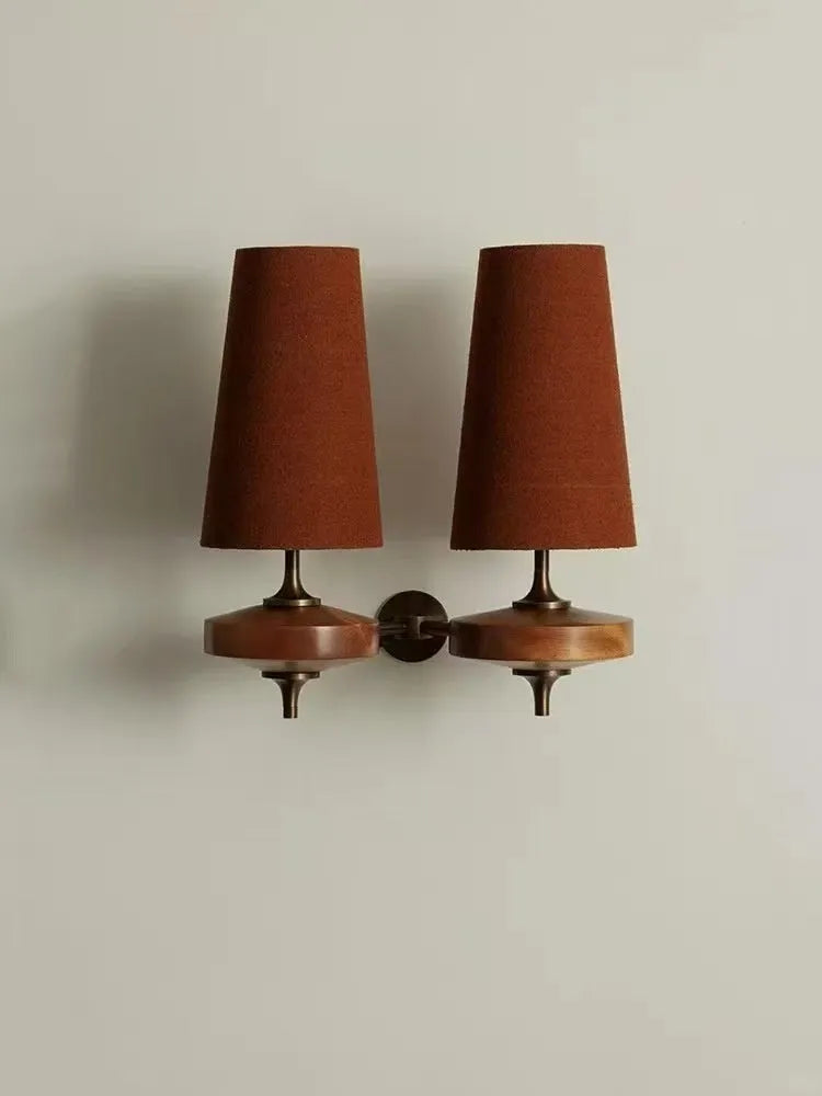 French retro bedside corridor light with red lampshade and single head configuration