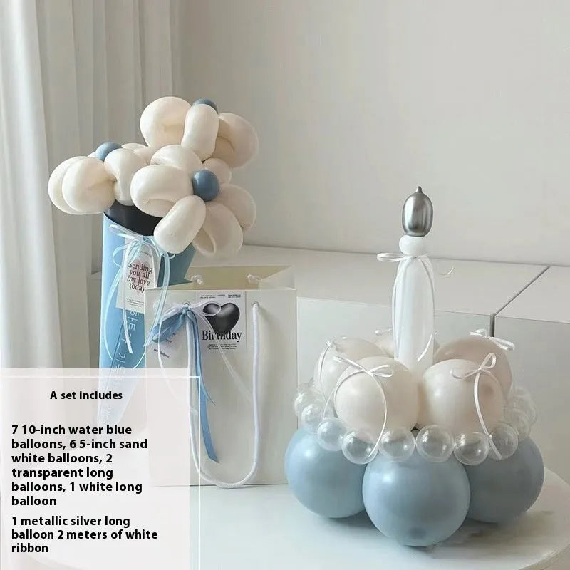 Round balloon bouquet cake decoration DIY kit with complete balloon sets for birthday parties
