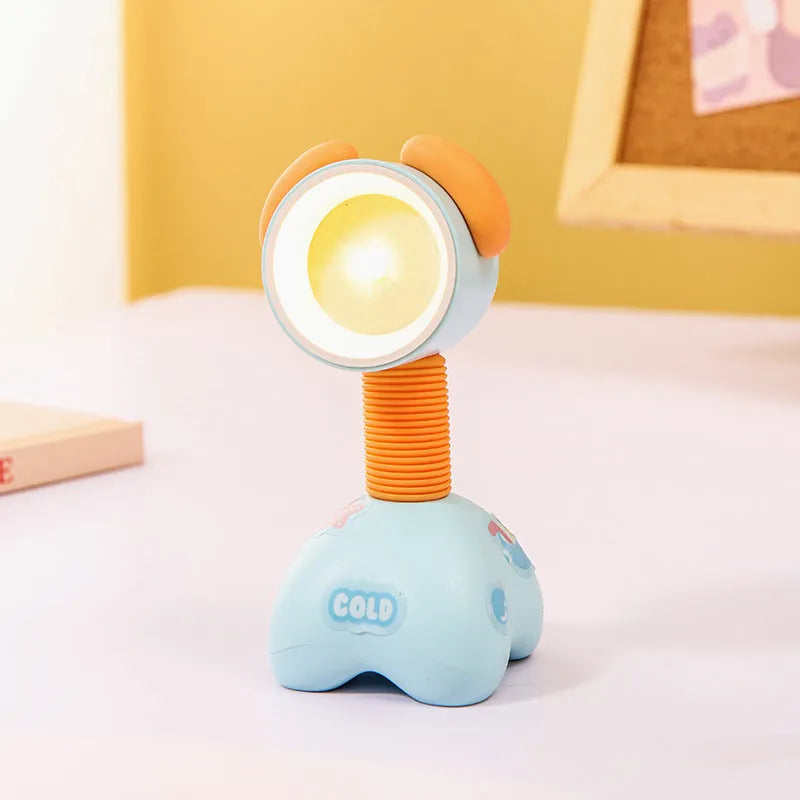 DIY cartoon character small night lamp with adjustable magnetic head in bear design on desk