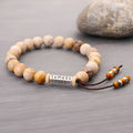 Handmade stone bracelet with wood colour finish in European American retro style