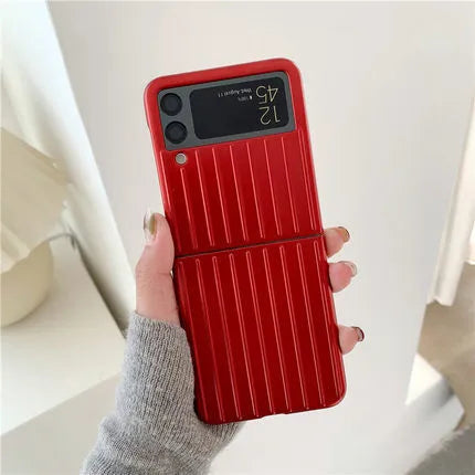 Ultra-thin solid colour flip phone case for Samsung Z Flip3 in black, shown open.