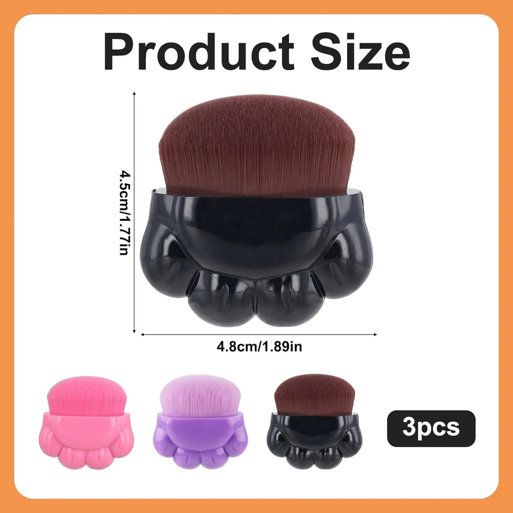 Three pet paw-shaped balm brushes with soft fibre heads in storage boxes