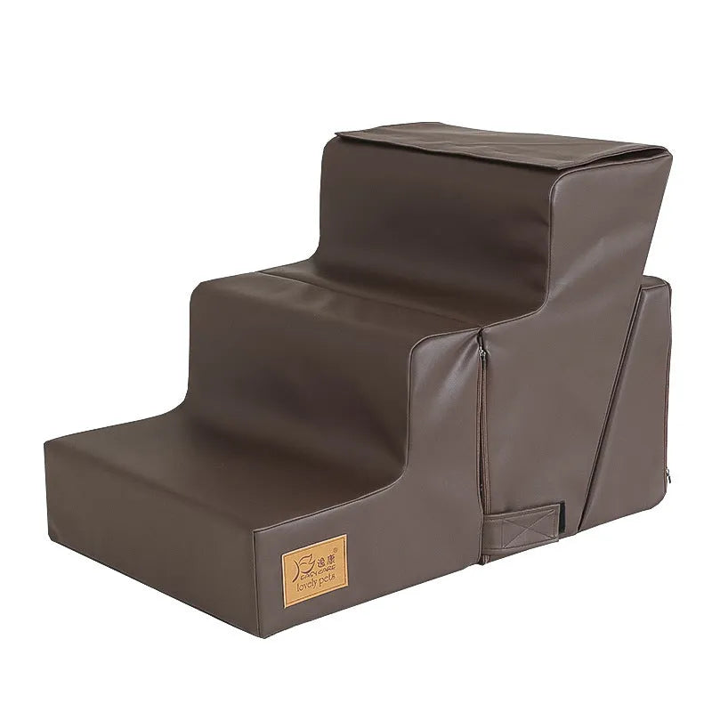 Small dog cat ladder in velvet or corduroy, 30cm to 50cm heights, for bed and sofa access.