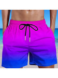Men's grey gradient colour 3D digital print mesh sports shorts on a white background.