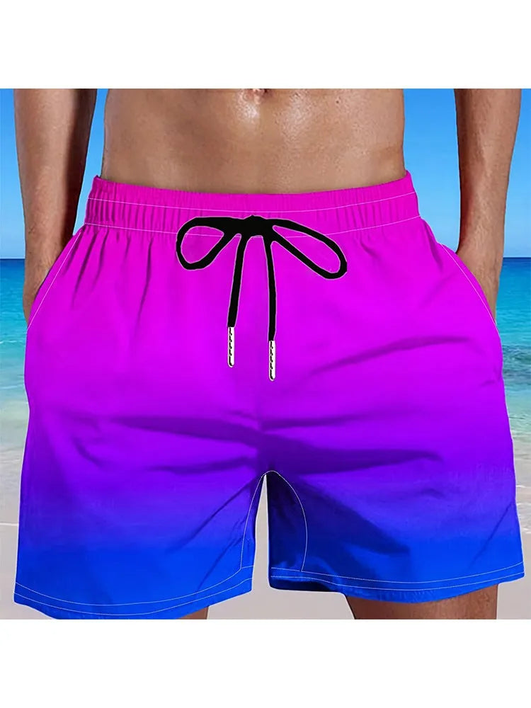 Men's grey gradient colour 3D digital print mesh sports shorts on a white background.