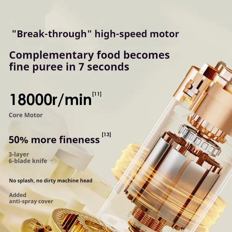 Beige baby cooking machine with ceramic bowl stainless steel construction stewing and stirring 30-200ml capacity 17.8x14.5x25.2cm