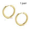 Titanium steel earrings in black, gold, rose gold or silver, sizes 8mm to 20mm, single pair or 3-pair set