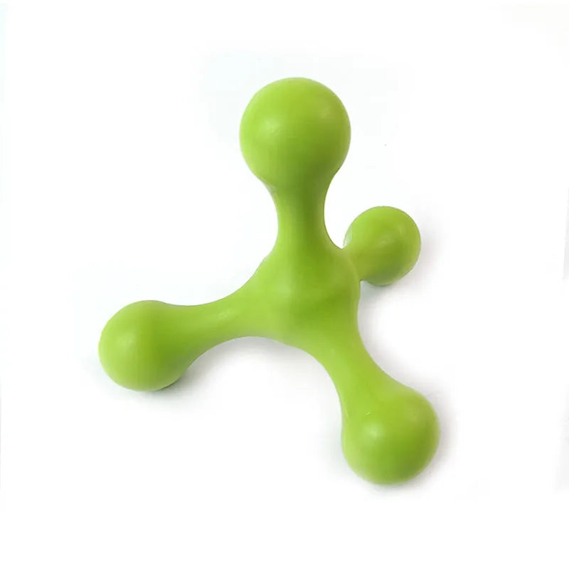 Blue silicone dog chew bone with three legs for small medium breed puppies