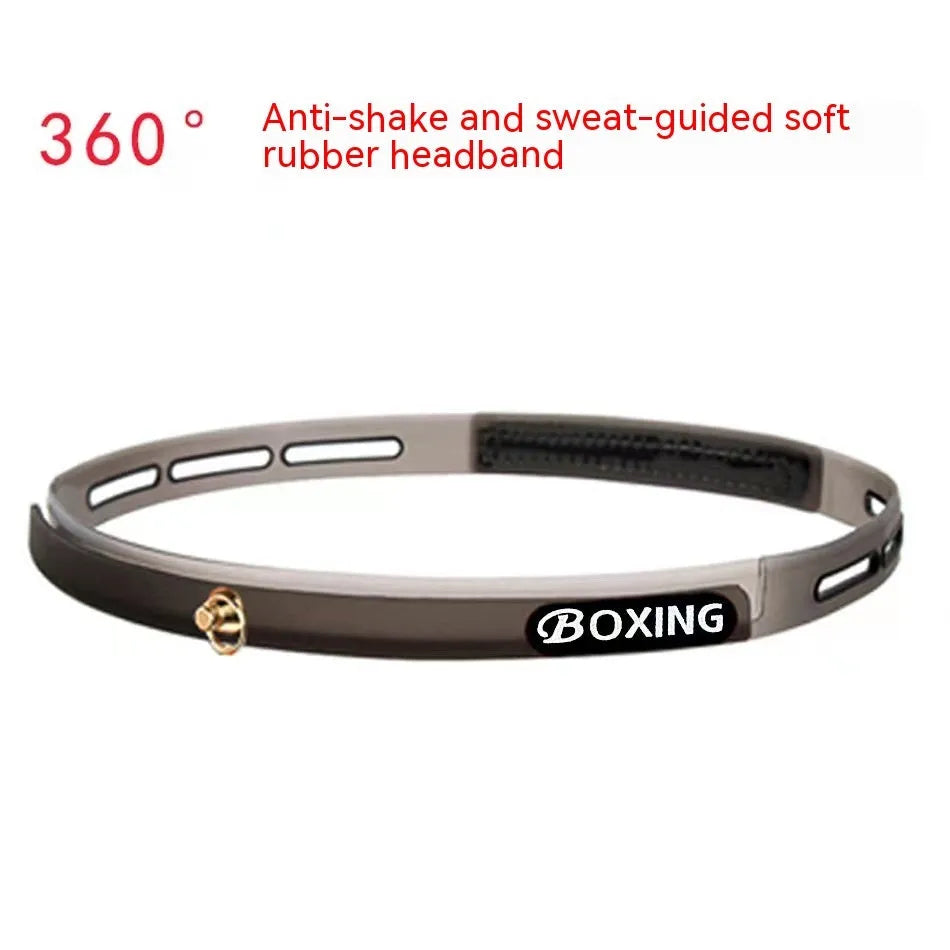 Head-mounted boxing reaction training ball set with PU balls, rubber ball and two headbands on a neutral background.