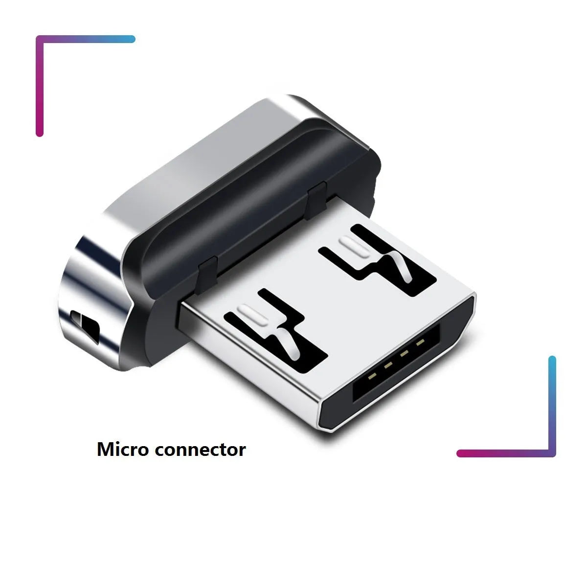 3A magnetic charging adapter with 0.2m main length in black and silver, for Android, iPhone and Type-C devices.